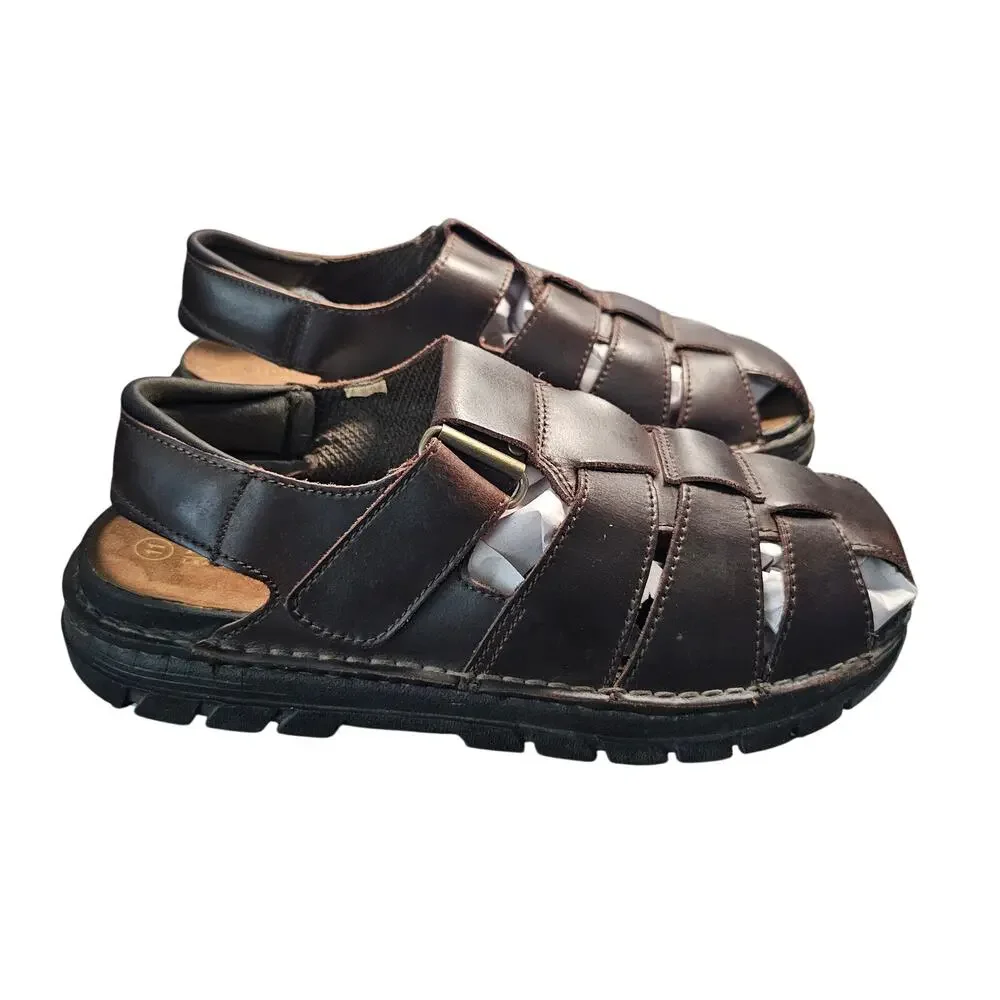 Hunter's Bay Leather Collection Men's Fisherman's Sandals, Brown, Size 11